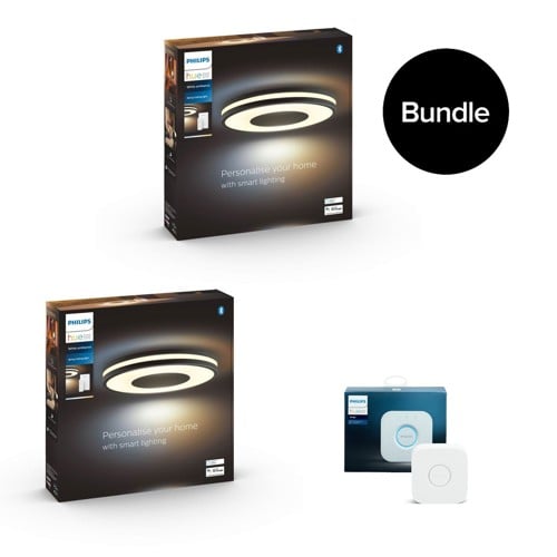 Hue - 2x Being Hue Ceiling Lamp - White Ambiance + Hue Bridge - Bundle