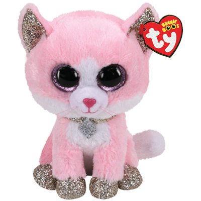 Ty Plush - Beanie Boos - Fiona the Pink Cat (Medium) (TY36489)