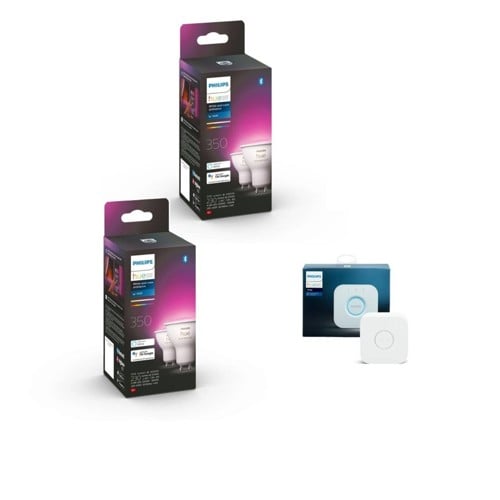 Hue - 2x GU10 2-Pack White & Color Ambiance & Hue Bridge - Bundle