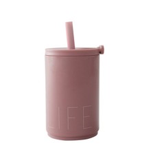 Design Letters - Travel life straw cup 330ml - Rosa