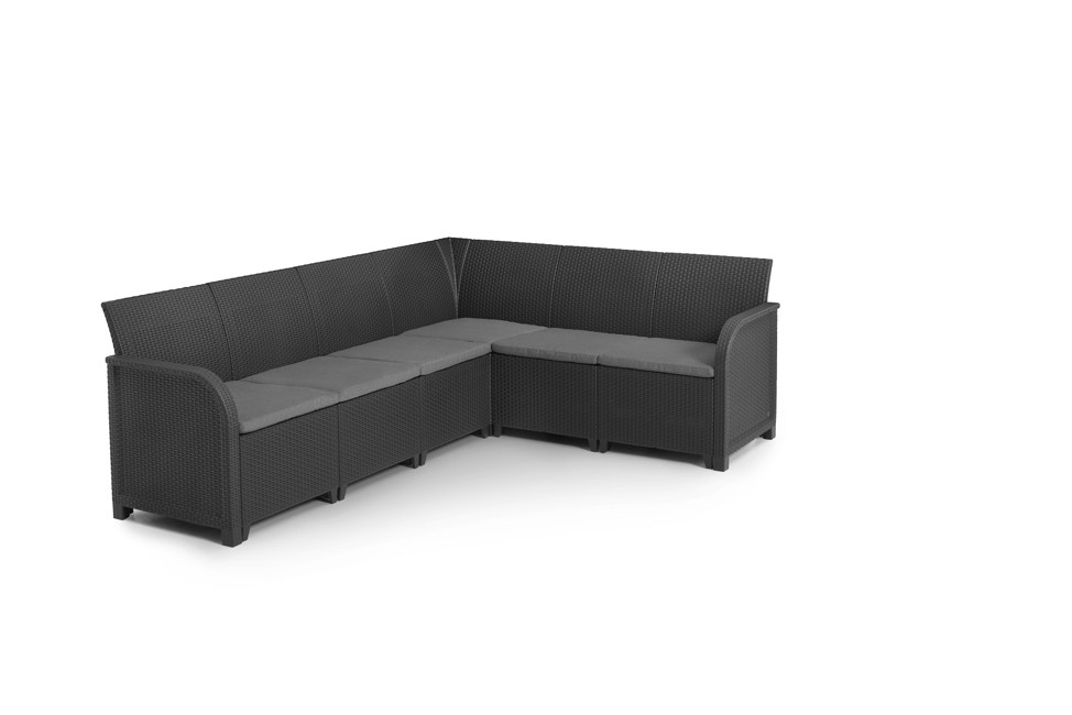 Keter - Rosalie 6 Seater Corner Sofa - Graphite/Cool Grey - Bundle