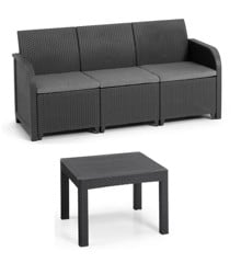 Keter - Rosalie 3 Seater Lounge Sofa With Table - Graphite/Cool Grey - Bundle