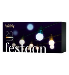 Twinkly - Festoon Lights, 20 AWW G45 bulbs, 0,5 meter distance starter kit, BT+WiF