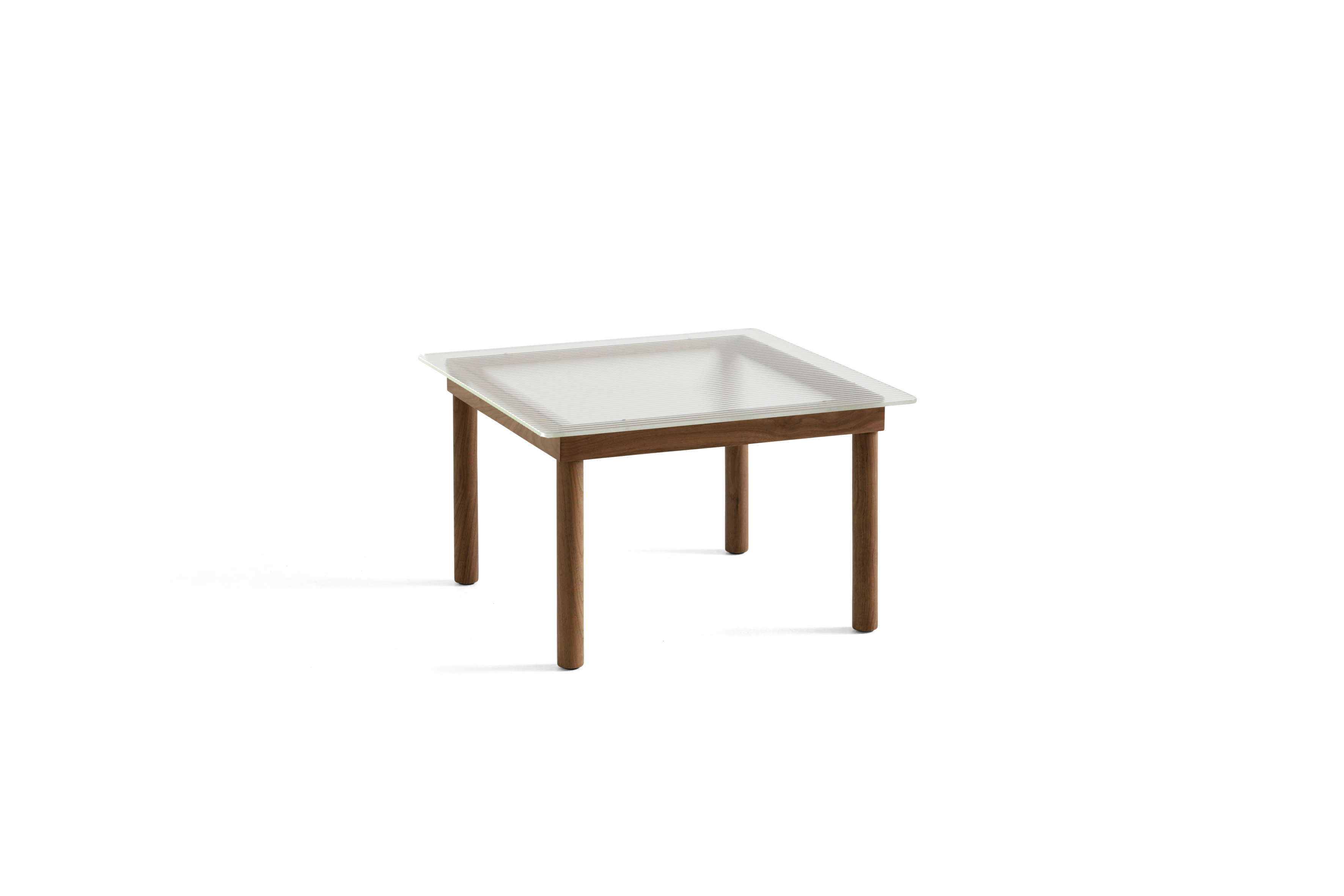HAY - KOFi table - Walnut / Clear reeded glas top - 60x60 cm
