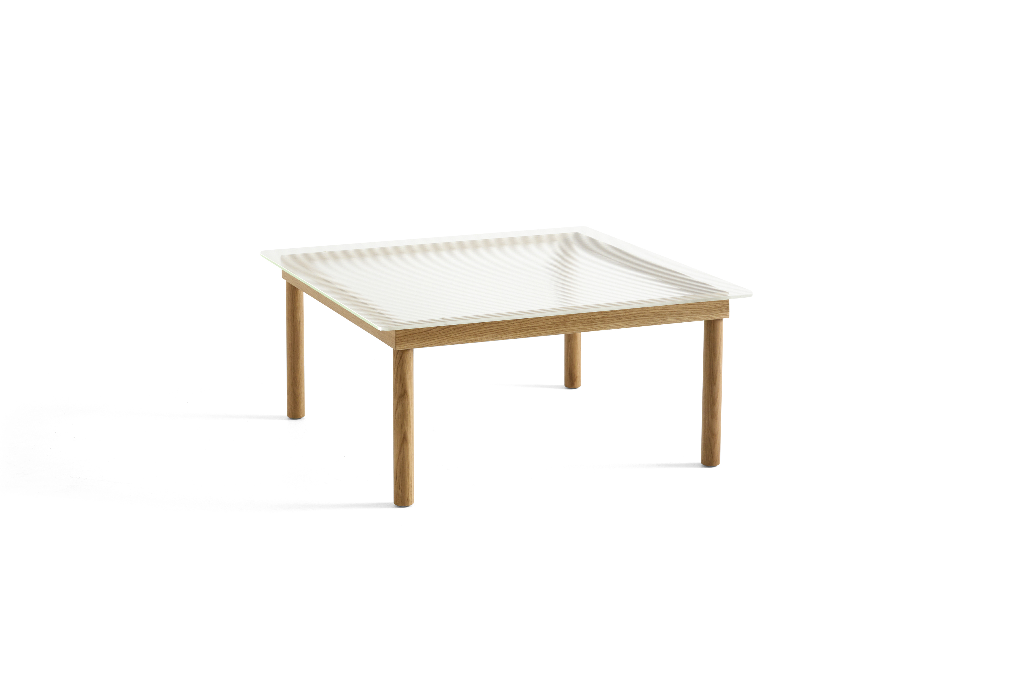 HAY - KOFi table - Oak  / Clear reeded glas top - 80x80 cm