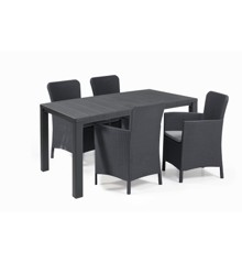 Keter - Julie Garden Table - Graphite with 4 pcs. Miami Garden Chair -  Graphite / Cool Grey - Bundle