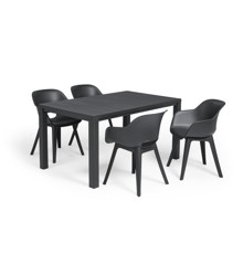Keter - Julie Garden Table - Graphite with 4 pcs. Akola Cup Chair -  Graphite - Bundle