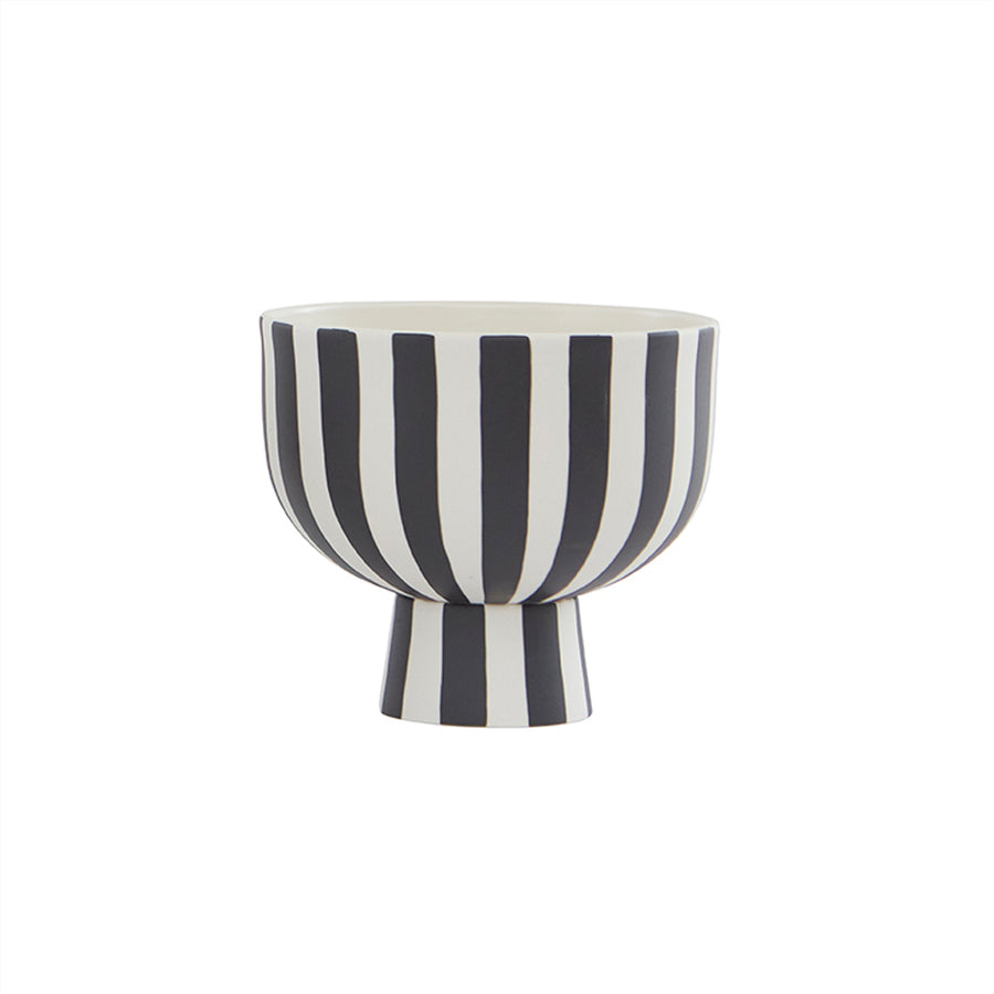 OYOY Living design Toppu bowl zwart/wit gestreept Ø15cm