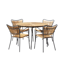 Cinas - ​Hard & Ellen Garden Table Ø 130 cm - Aluminium/Teak with 4 pcs.  Hard & Ellen Garden Chair - Antracit - Bundle