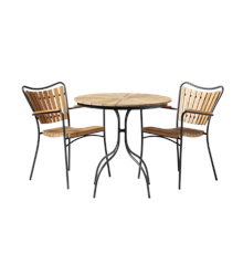 Cinas - ​Hard & Ellen Garden Table Ø 80 cm - Aluminium/Teak with 2 pcs.  Hard & Ellen Garden Chair - Antracit - Bundle
