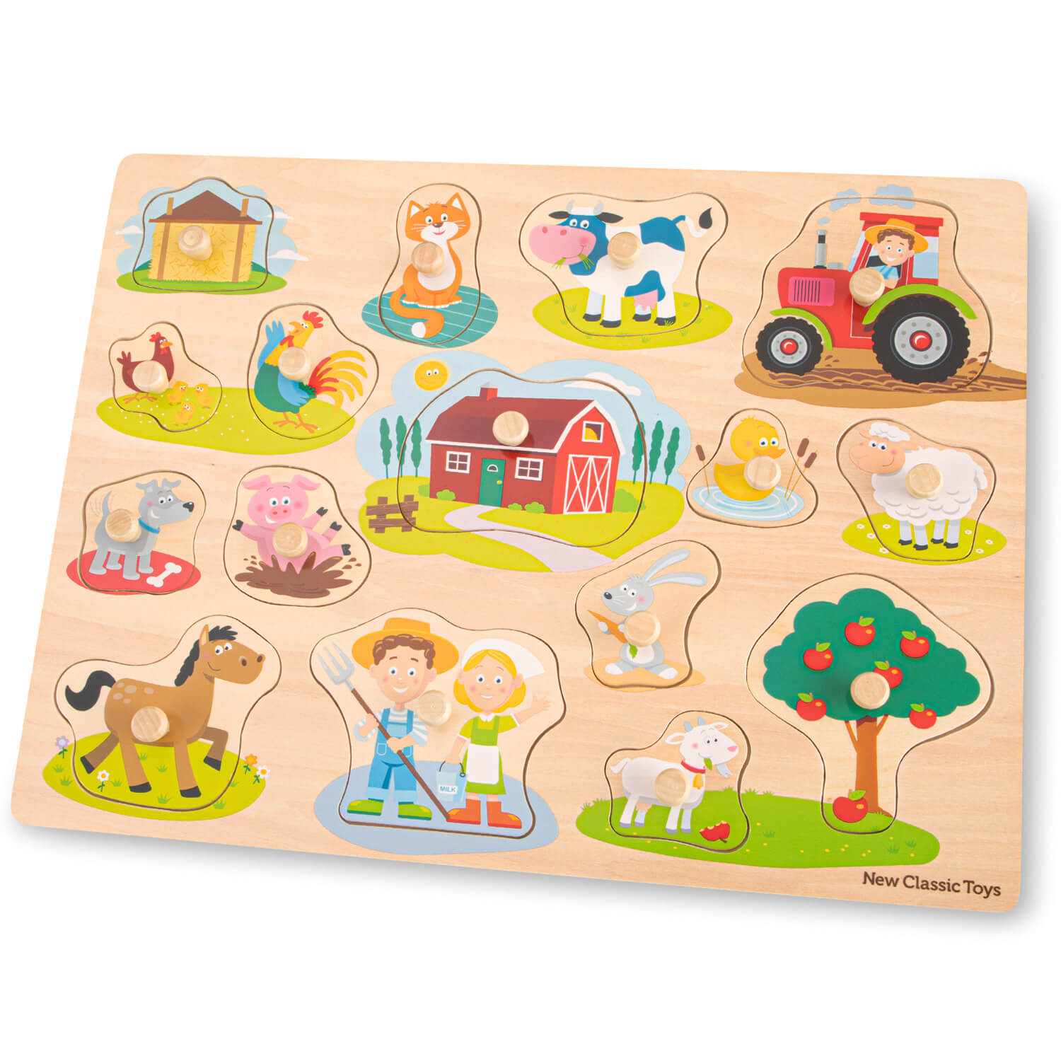 New Classic Toys - Peg Puzzle Farmhouse (16 pcs) (N10440)