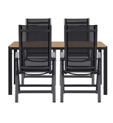 Living Outdoor - Venoe Garden Table 150 x 90 cm - Aluminium/Polywood with 4 pcs. Alroe Position Garden Chairs - Textile