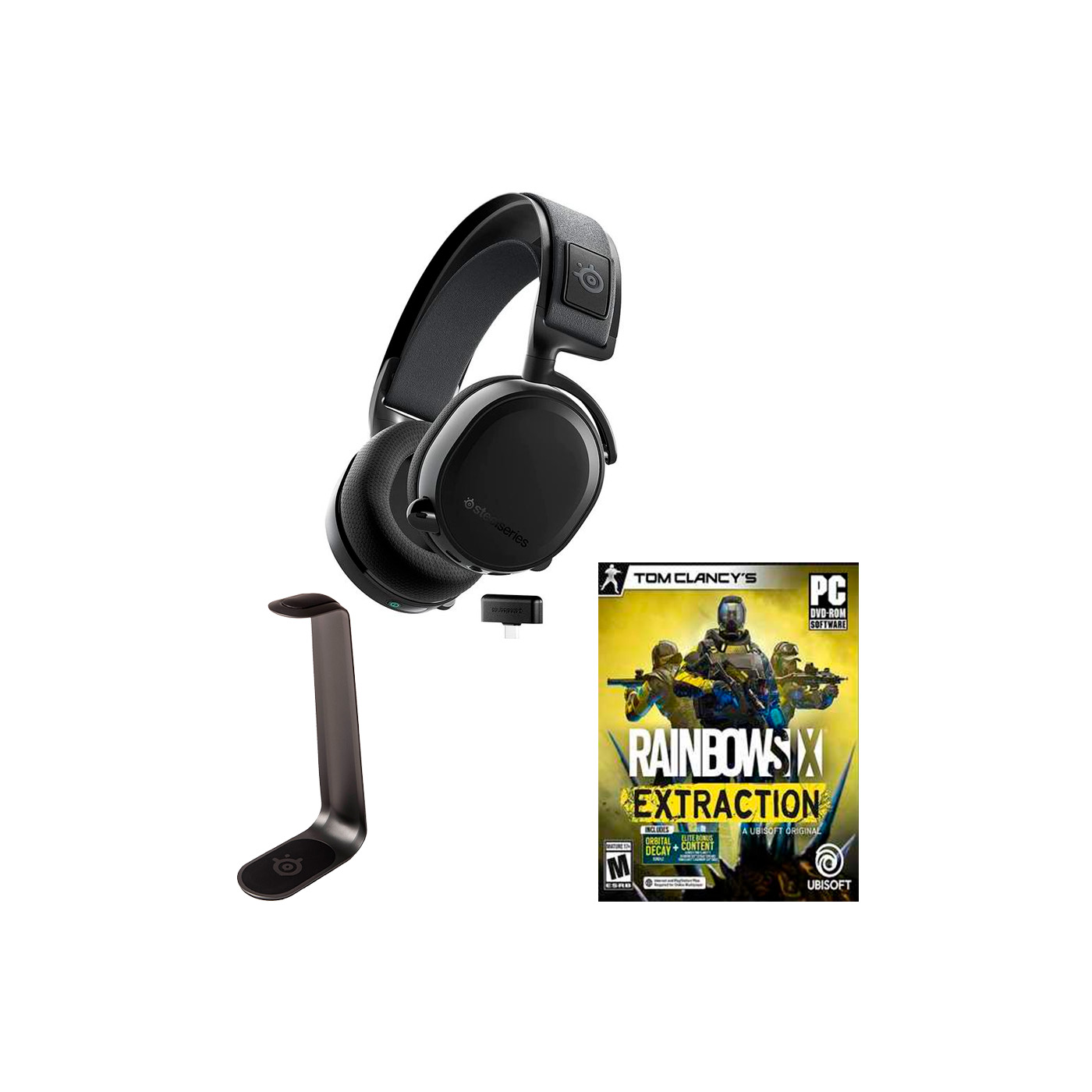 Steelseries - Arctis 7+ Wireless Gaming Headset & HS Stand  &  Rainbow 6 Extraction (Gamecode) - Bundle
