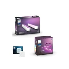 Philips Hue - Play Light Bar 2-Pack & Lightstrip Plus Starter Kit 2 meter & Bridge - Bundle