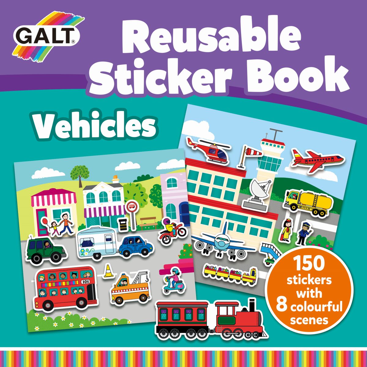 Galt - Reusable Sticker Book - Vehicles (55-1005107) - Leker