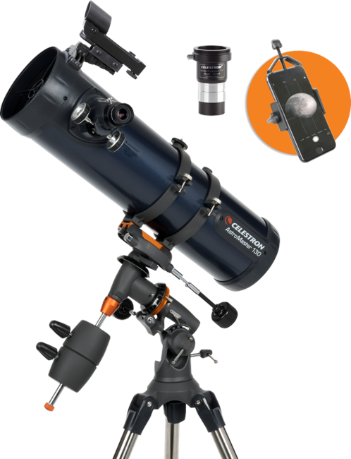 Celestron - Astromaster Reflector 130EQ - Fernglas mit Telefonadapter und T2-Barlow