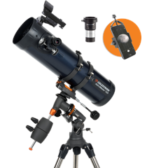 Celestron - Astromaster Reflector 130EQ - Stjernekikkert med Telefonadapter og T2-Barlow