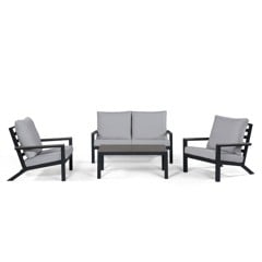 Cinas - Malibu Lounge Set 4 Personen - Polywood - Anthrazit/Grau - mit hellgrauem Heather Set