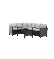 Venture Design - Brentwood Garden Corner Sofa Set with cushions - Polyrattan/Aintwood - Black/Grey (5811-001) - Bundle