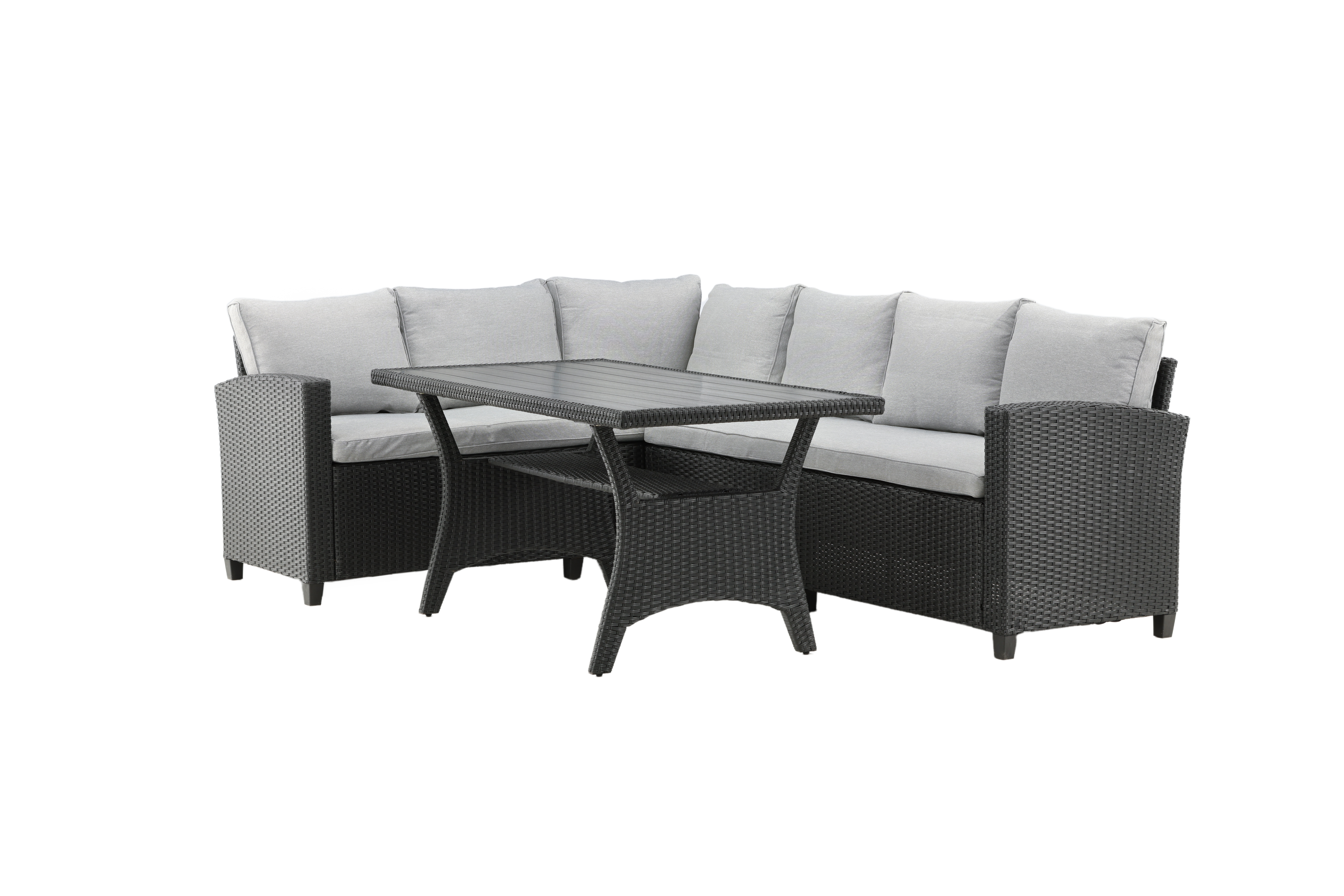 Venture Design - Brentwood Garden Corner Sofa Set with cushions - Rattan/Aintwood - Black/Grey (5811-001) - Bundle