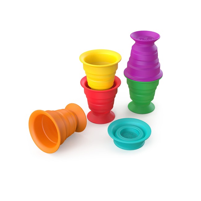 Baby Einstein - Stack & Squish Cups™ Sensory - Stacking Toys - (Stack & Squish Cups™ Sensory Stacking Toys - BE-12494)