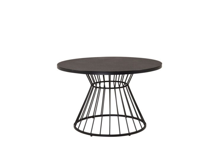 Venture Design - Tropea Garden Table  ø110 cm - Steel/Grey Spray Glass - Black (1241-408) - Bundle