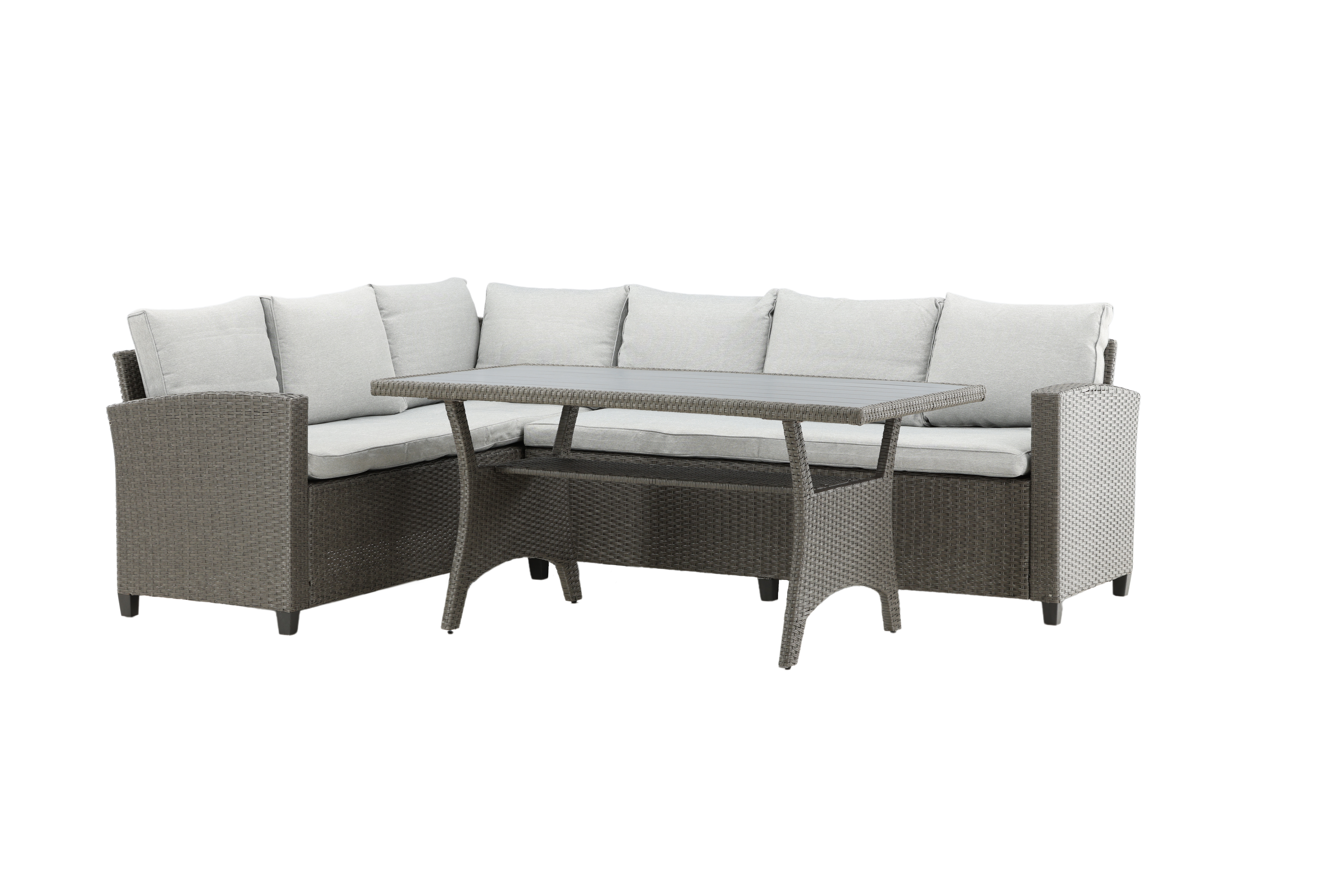 Venture Design - Brentwood Garden Corner Sofa with cushions - Rattan/Aintwood - Grey/Grey (5811-025) - Bundle