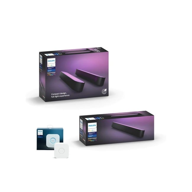 Philips Hue - Play Light Bar 2-pack & Förlängningspaket & Hue Bridge - Paket