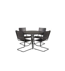 Venture Design - Holmsund Garden Dining Set 4 Person  - Aintwood - Black (9278-488) - Bundle