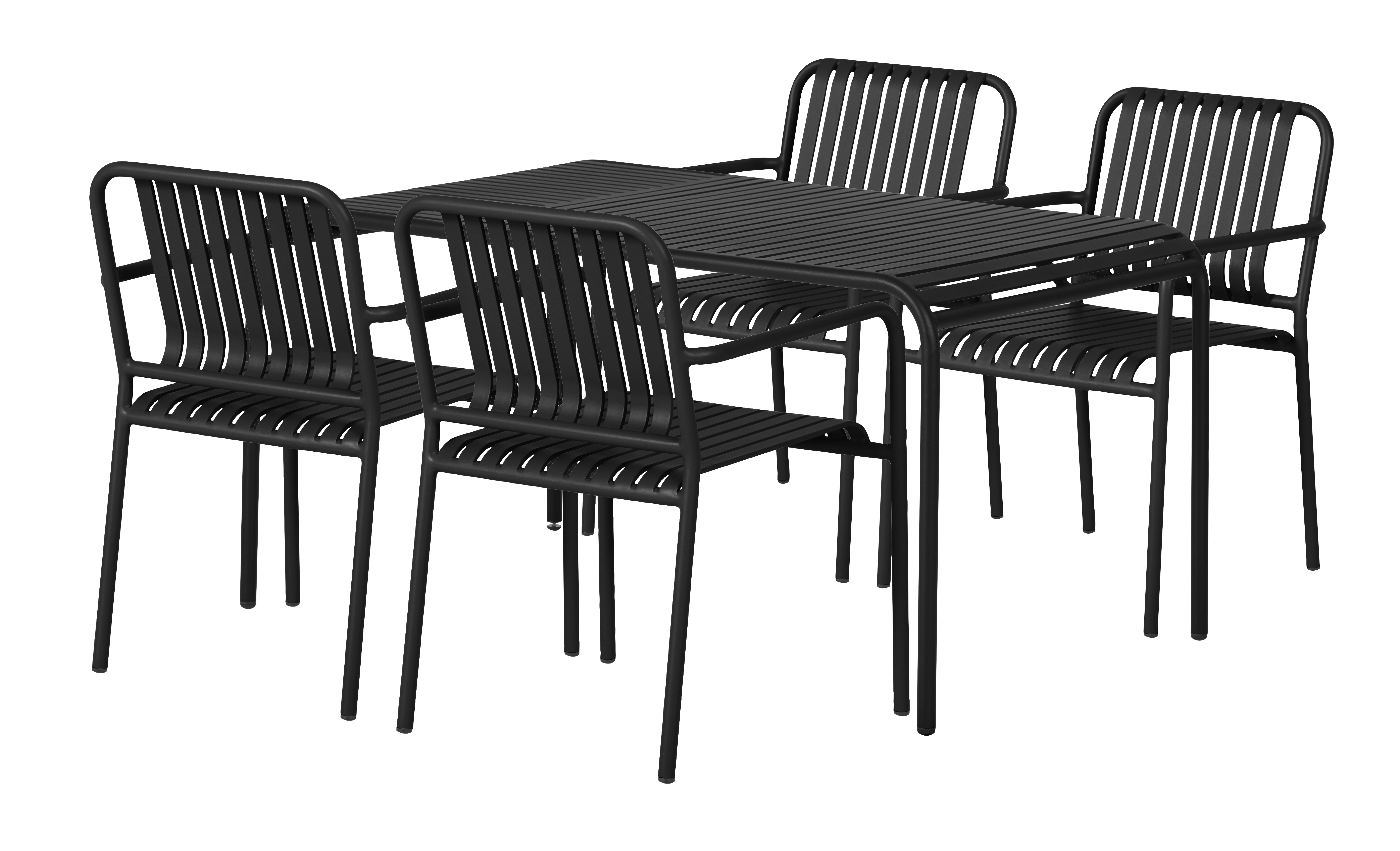 Living Outdoor - Stella Garden Table 150 x 90 cm with 4 pcs. Stella Garden Chair​s - Black