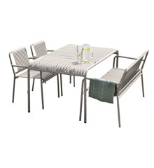 Living Outdoor - Stella Garden Table 150 x 90 cm with 2 pcs. Chairs and 1 pcs. Garden Bench - Flint Grey