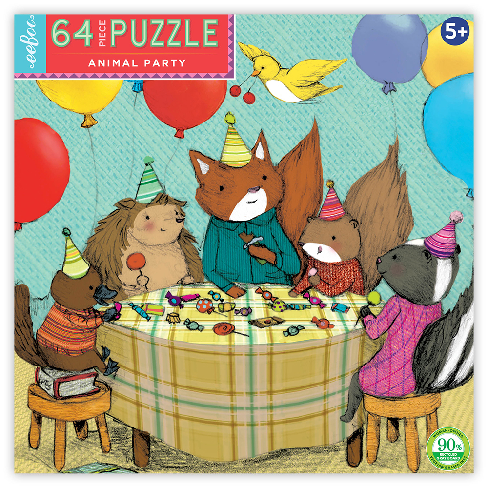 eeBoo - Animal Party 64 Pc Puzzle
