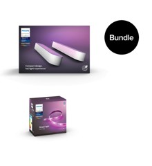 Philips Hue - Play Light Bar 2-Pack  White & Lightstrip Plus Starter Kit  2 meter - Bundle