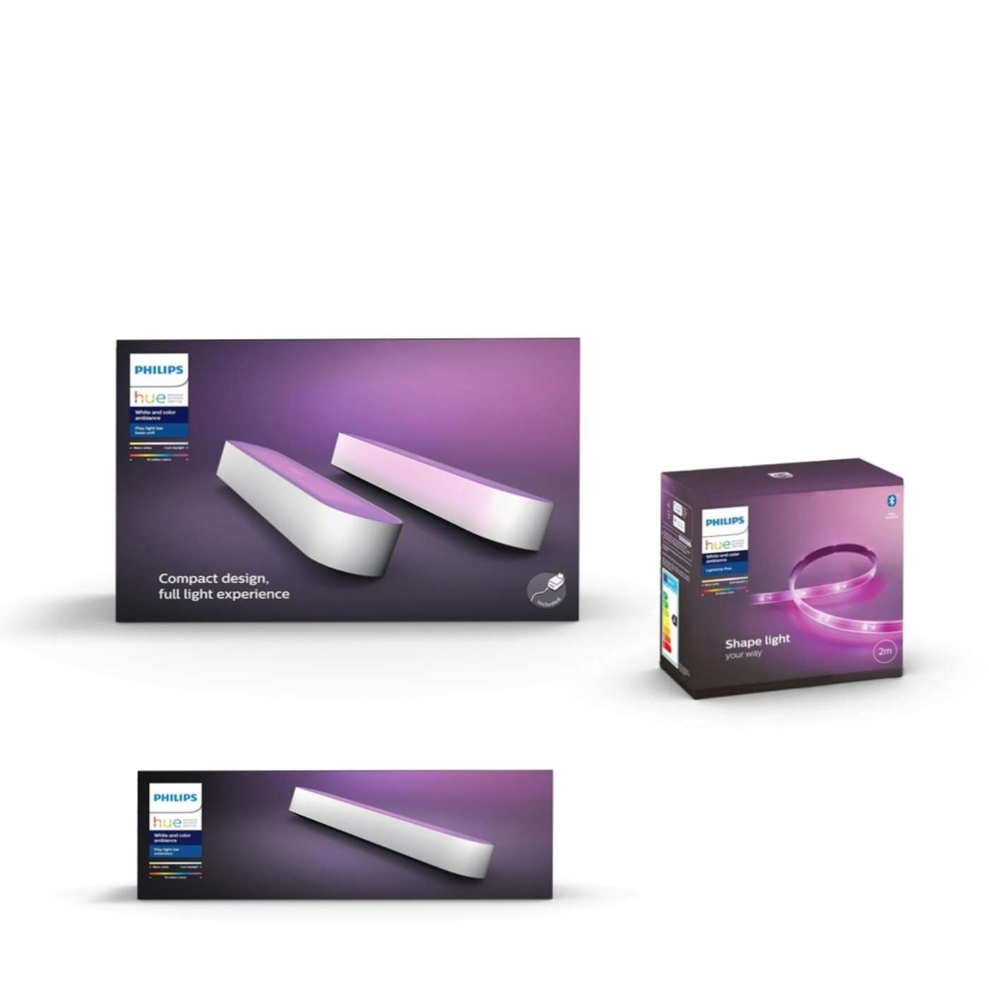 Philips Hue - Play Light Bar 2-pakning&Forlengelse&Lightstrip Startpakke 2 meter - Pakke