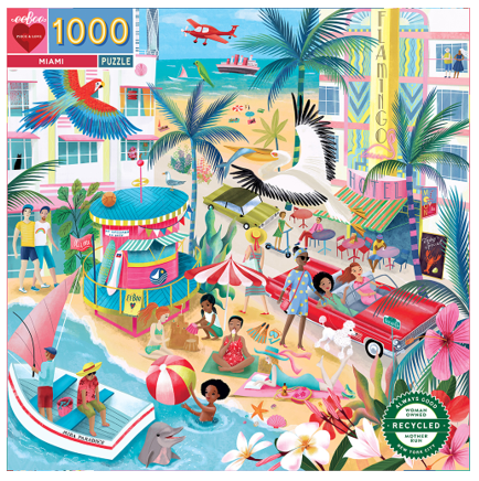 eeBoo - Puzzle 1000 pcs - Miami - (EPZTMIA) - Leker