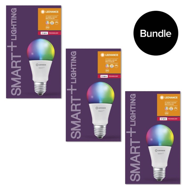 Ledvance - 3xSmart+ CL A60 E27 RGBW Light Bulb - Zigbee - Bundle