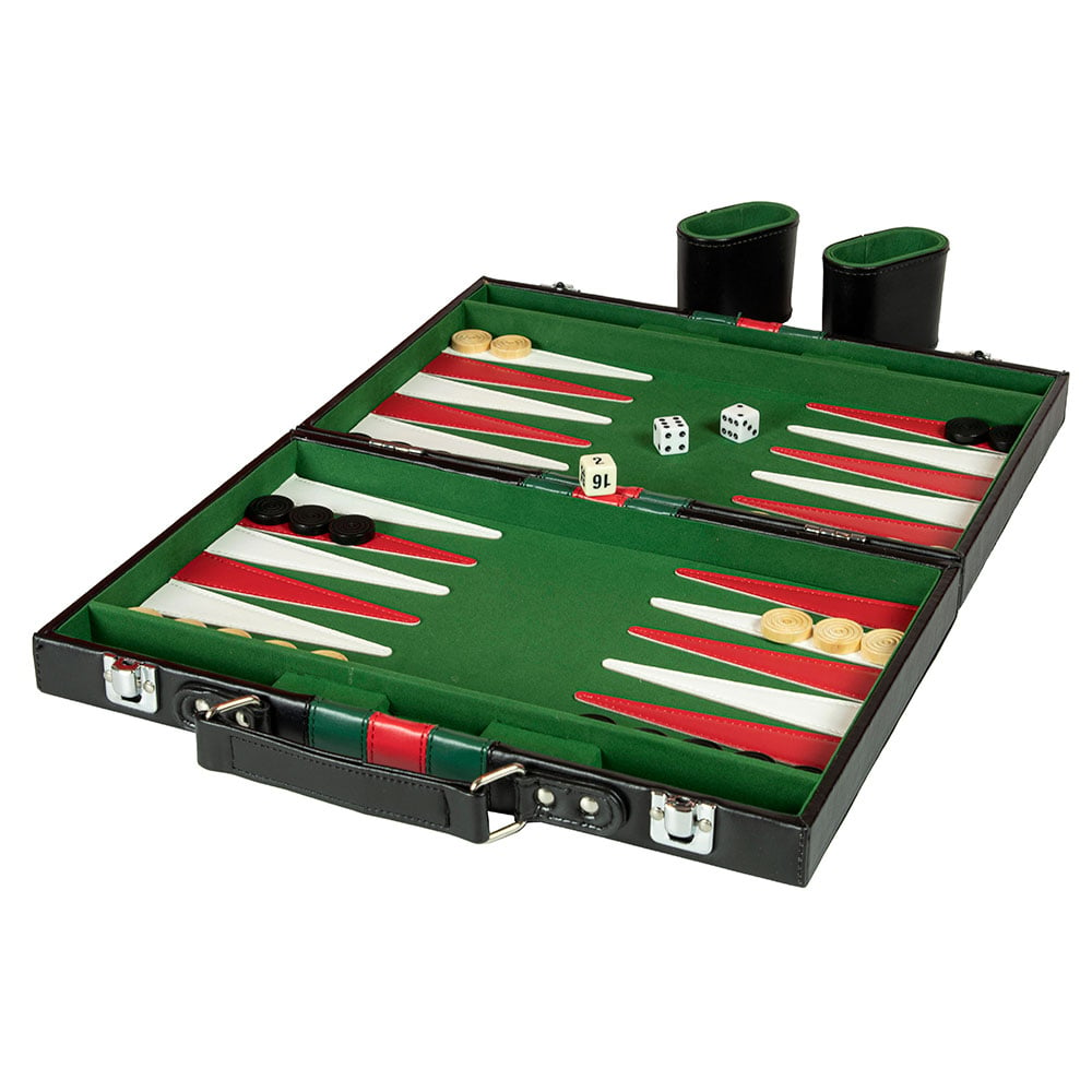 Backgammon in leather case (10416) - Leker