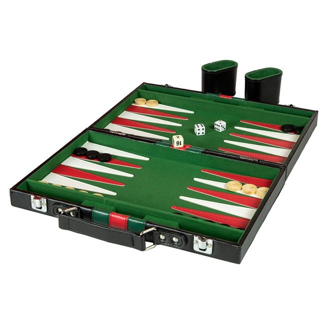 Backgammon in leather case (10416)