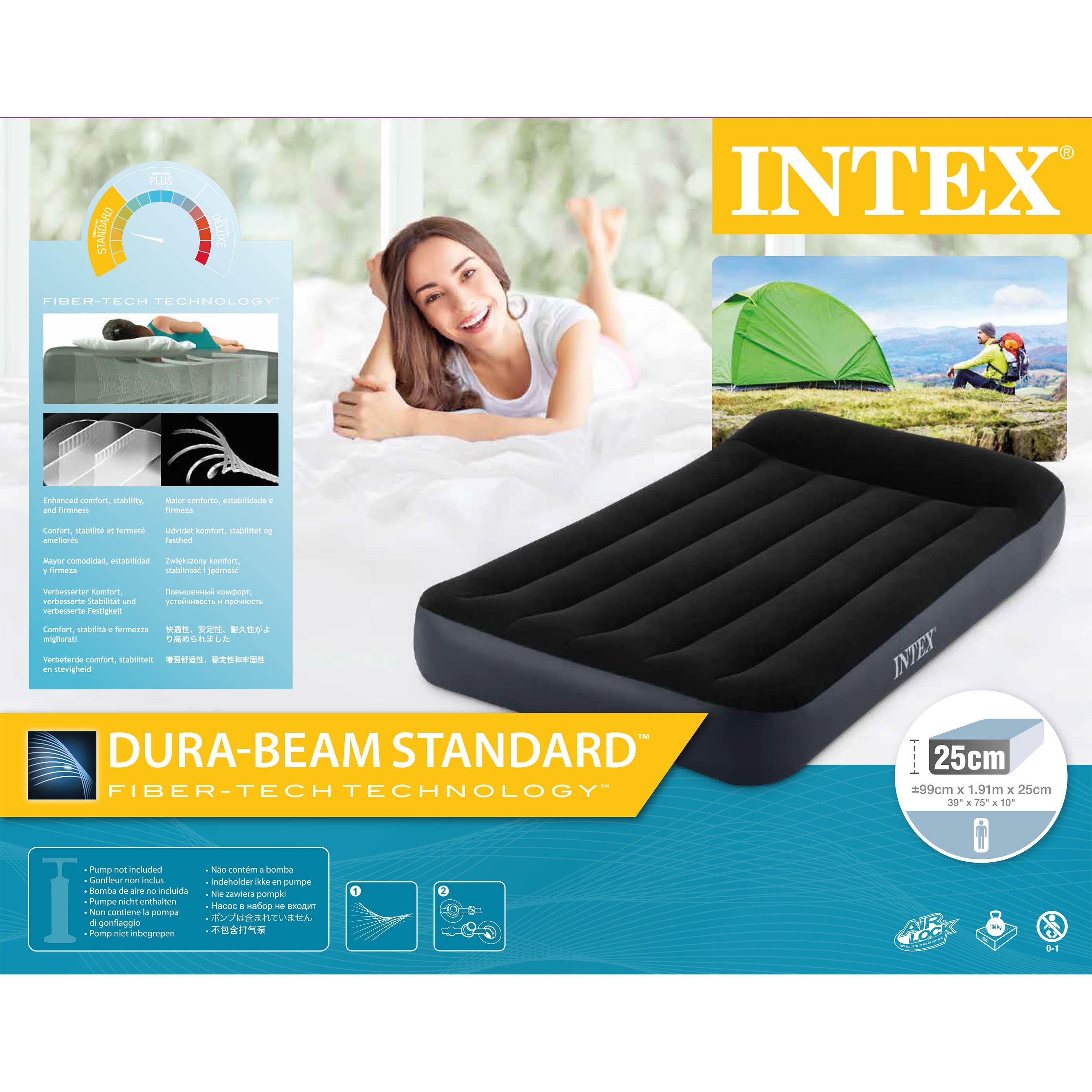 INTEX - Twin Dura-Beam Pillow Rest Classic Airbed (64141) - Sportog Outdoor