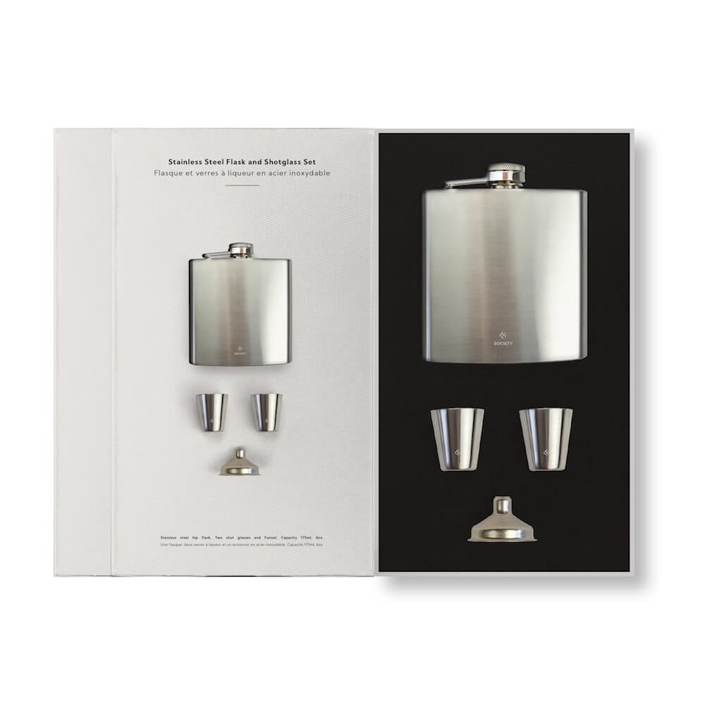 SOCIETY Paris Stainless steel flask and shotglass set  - Onlineshop Coolshop