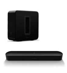 Sonos - Beam Black (Gen2) & Sonos - Subwoofer (Gen3) - Black Edition - Bundle