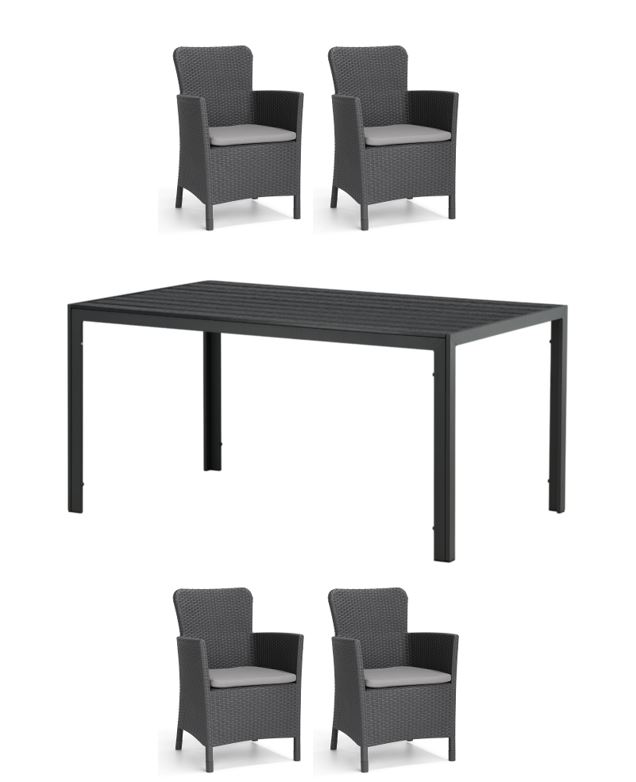 Venture Design - Break Garden Table 150x90 cm - Alu/Polywood with 4 pcs. Miami Garden Chairs - Bundle