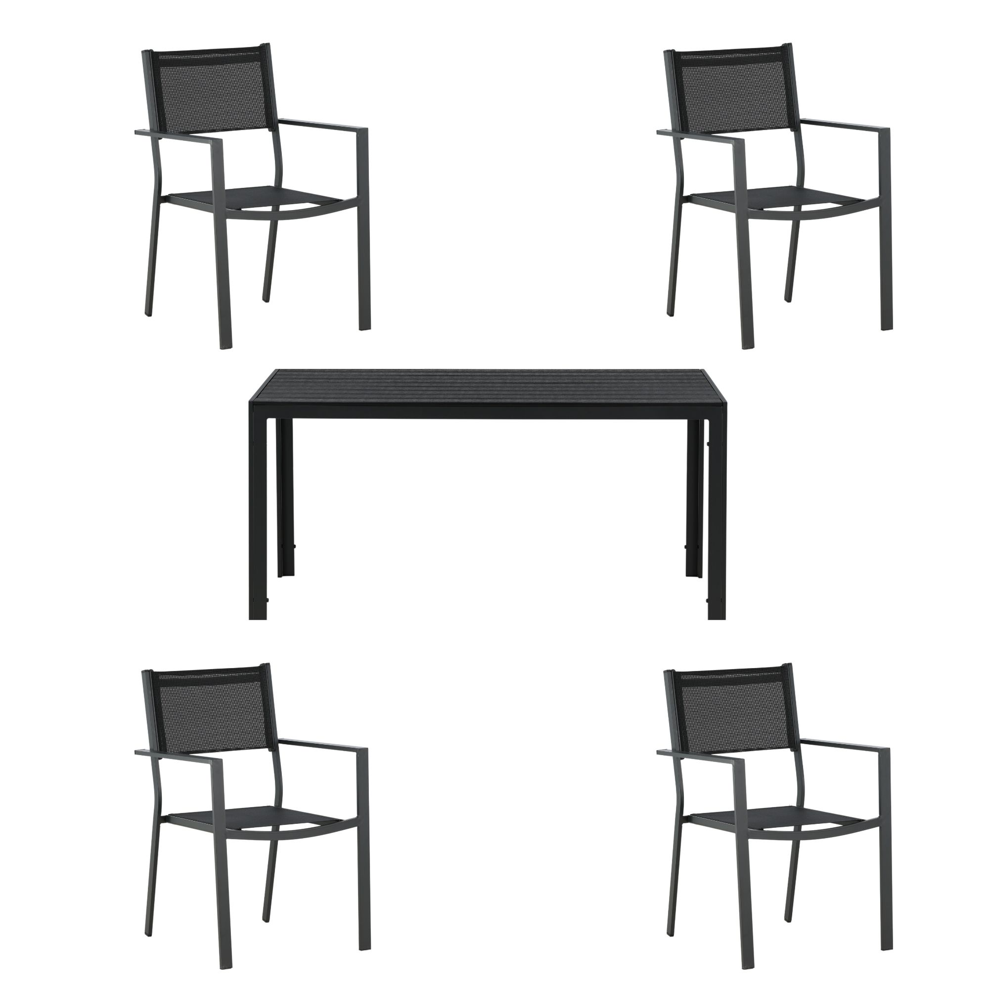 Venture Design - Break Garden Table 150x90 cm - Alu/Polywood with 4 pcs. Copacabana Garden Chairs - Alu - Bundle