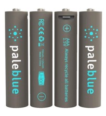 Pale Blue - Li-Ion Rechargeable AAA Battery - 4 Pack & 4x1 Charging Cable