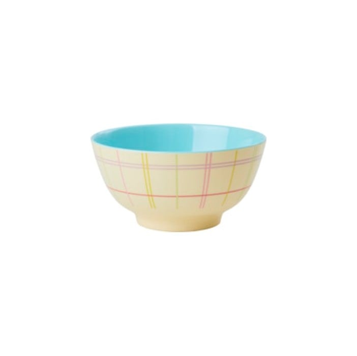 Rice - Melamine Bowl with Multicolored Check Print  - Medium