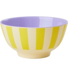 Rice - Melamine Bowl - Yellow Stripes Print Medium