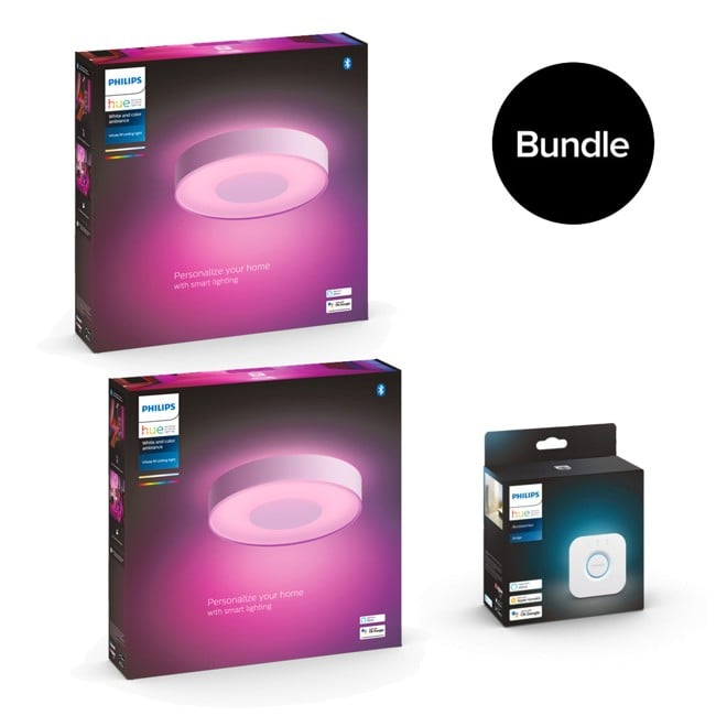 Philips Hue - 2x Infuse Medium Deckenlampen & 1x Hue Bridge - Bundle