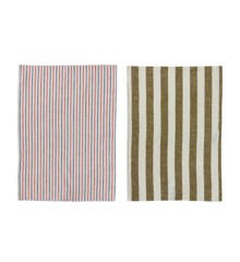 OYOY Living - Kurin Tea Towel - Pack of 2 - Olive / Offwhite (L300392)