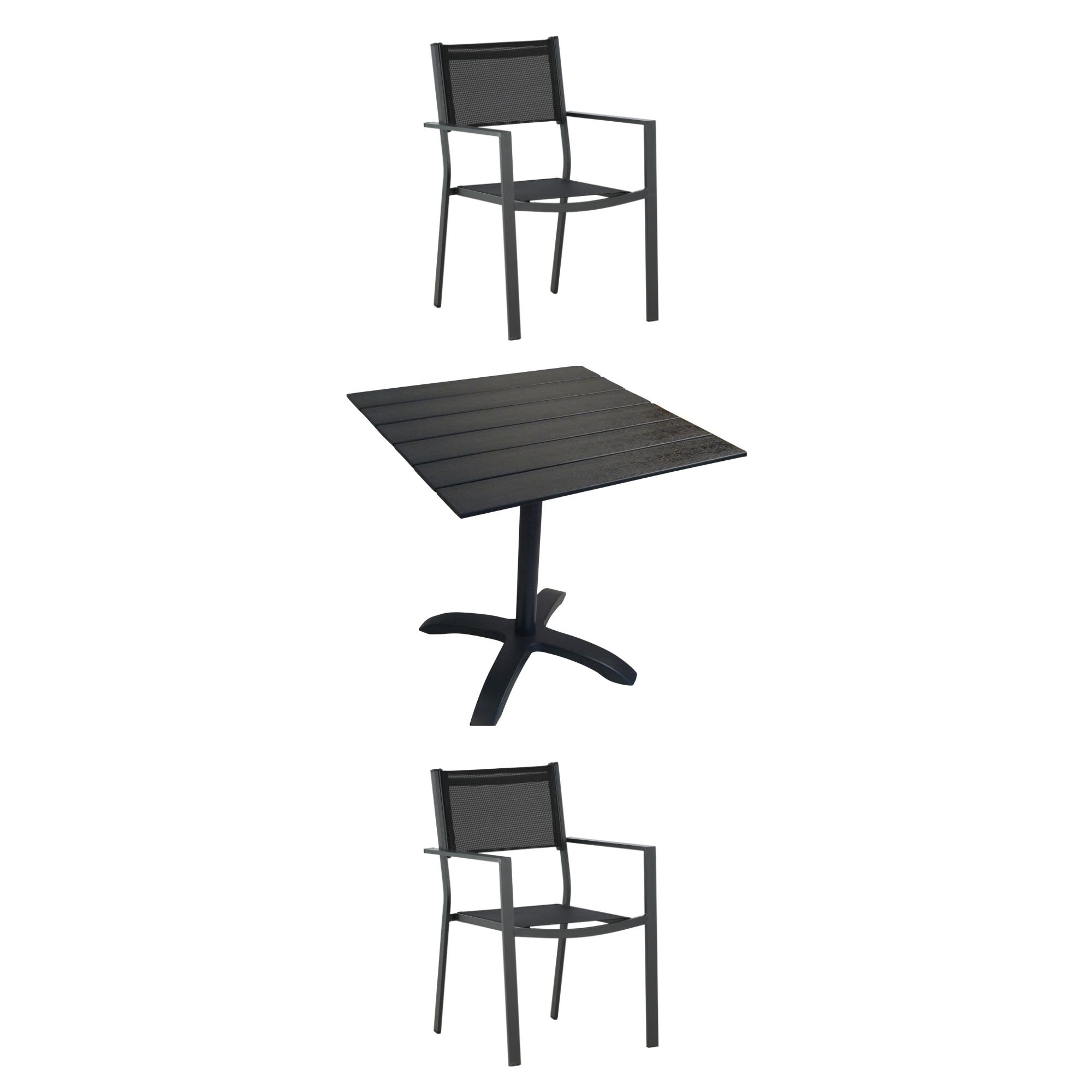Venture Design - Colorado Cafe Table 70x70 cm - Alu/Aintwood with 2 pcs. Copacabana Garden Chairs - Alu - Bundles