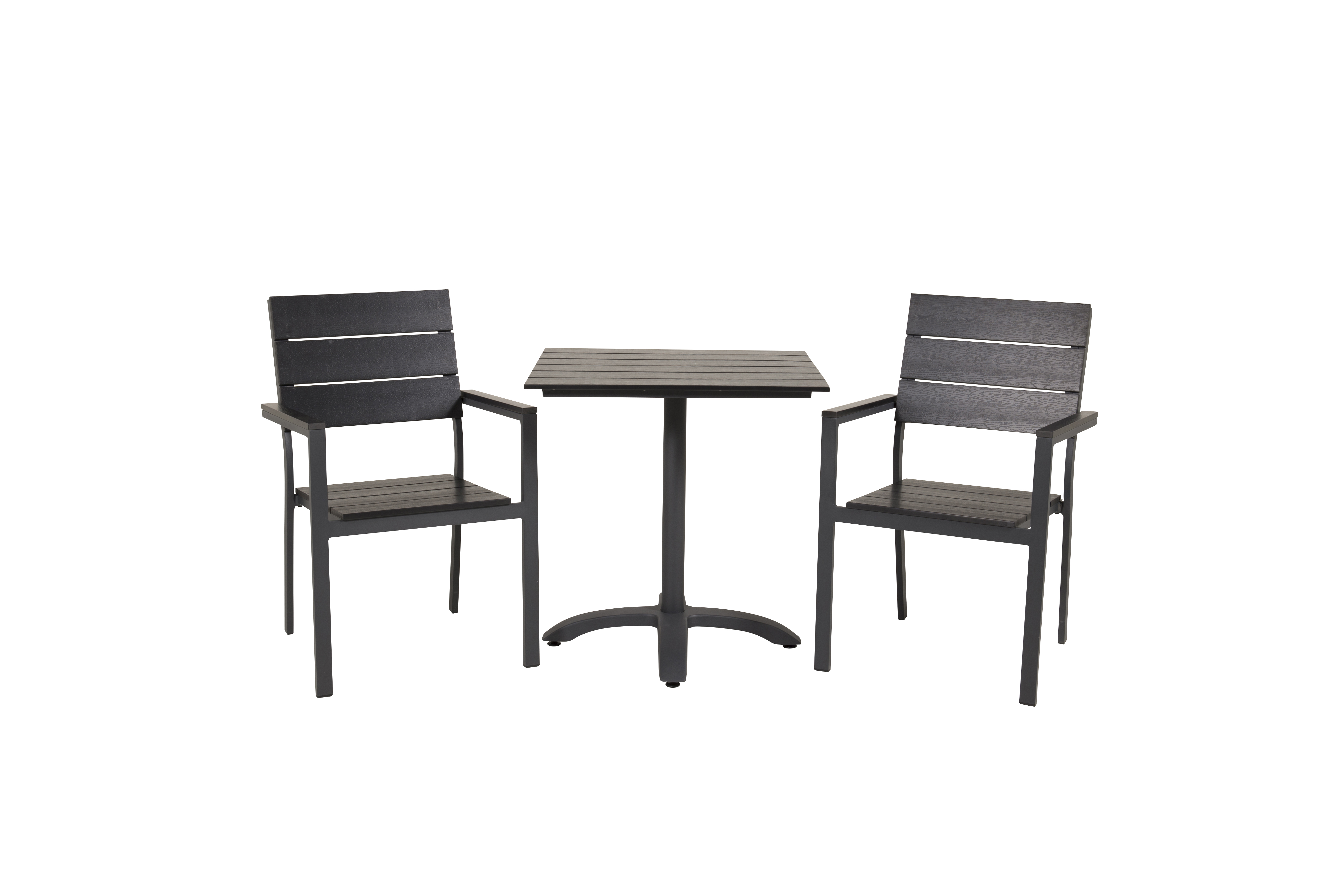 Venture Design - Colorado Cafe Table 70x70 cm - Alu/Aintwood with 2 pcs. Levels Garden Chair - Alu/Aintwood - Bundle